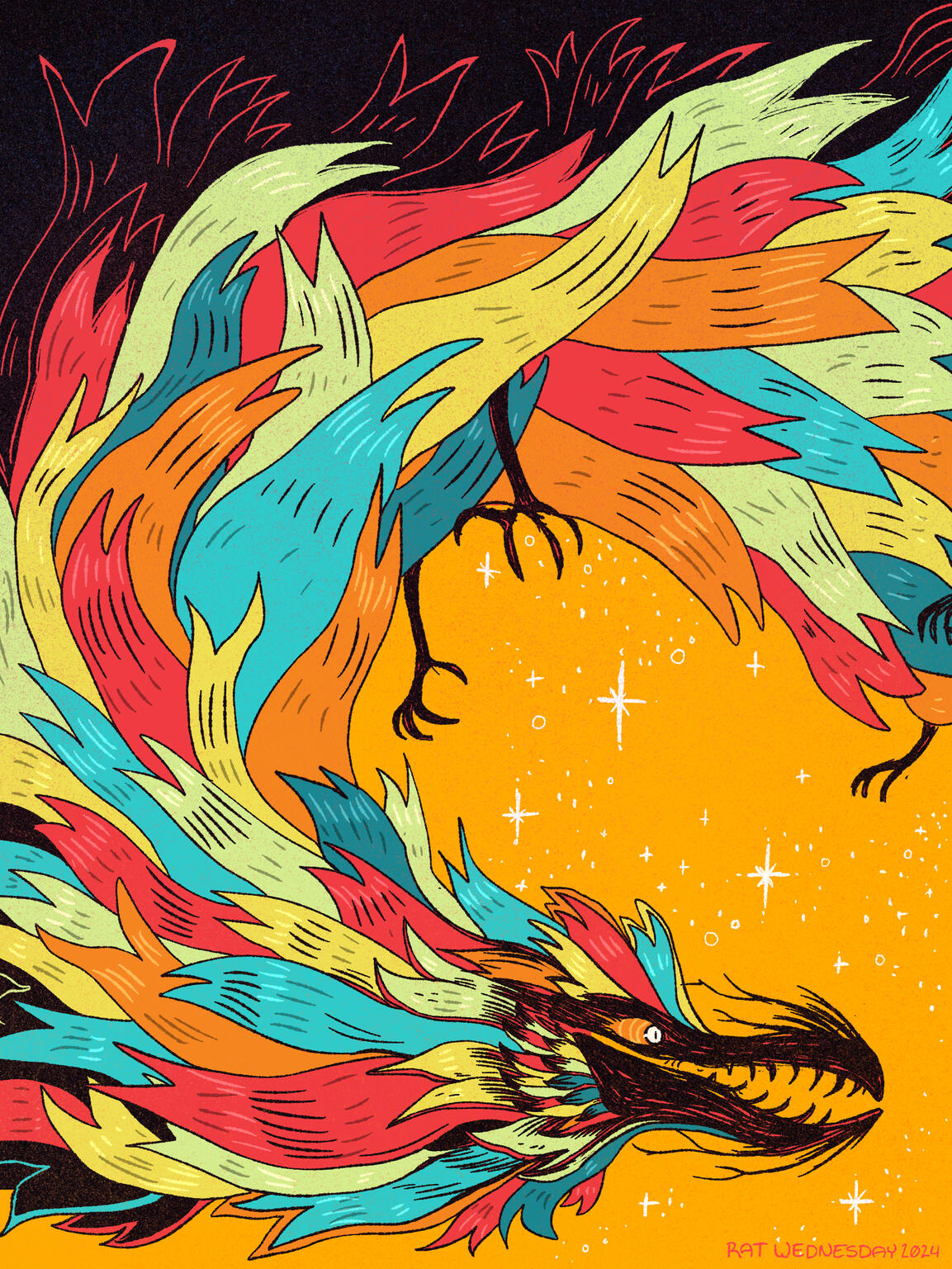 Ribbon Wyrm - digital print, 2024