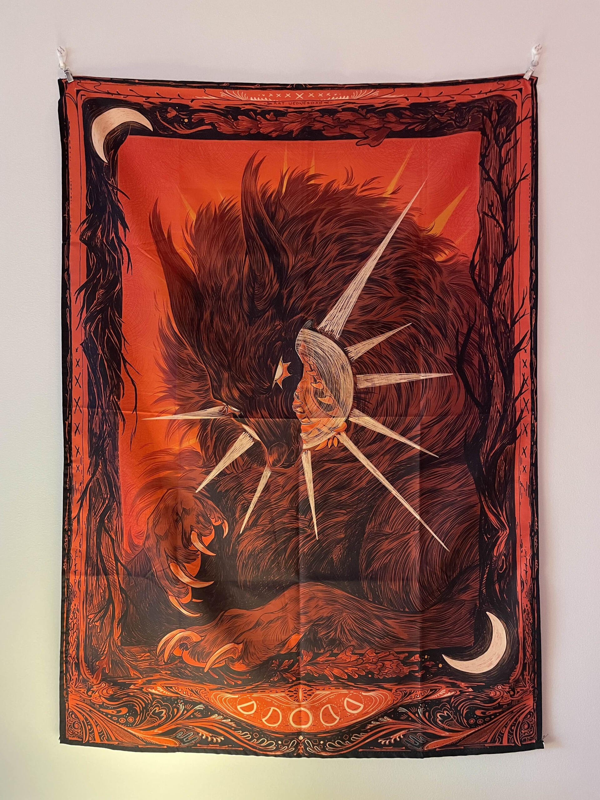 "FEAST, GLADLY" wall tapestry, manufacturer's proof "FEAST, GLADLY" wall tapestry