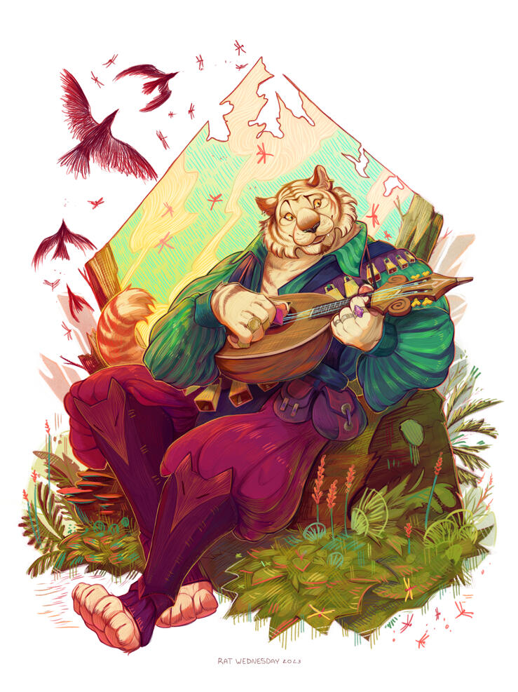 The Tiger Bard - digital print, 2023